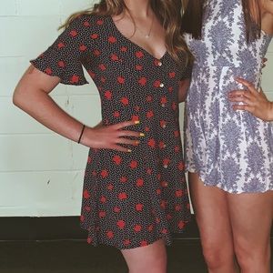 Floral dotted fit & flare dress